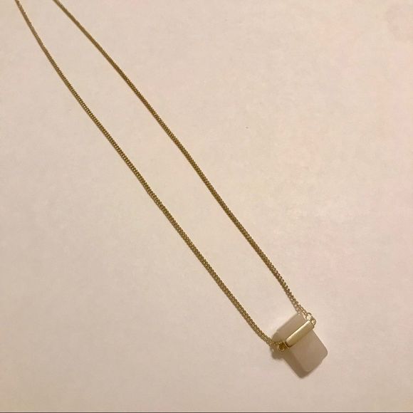 📦 Rectangular gold tone quartz necklace - Picture 2 of 3